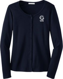 Ladies Concept Stretch Button-Front Cardigan, Navy